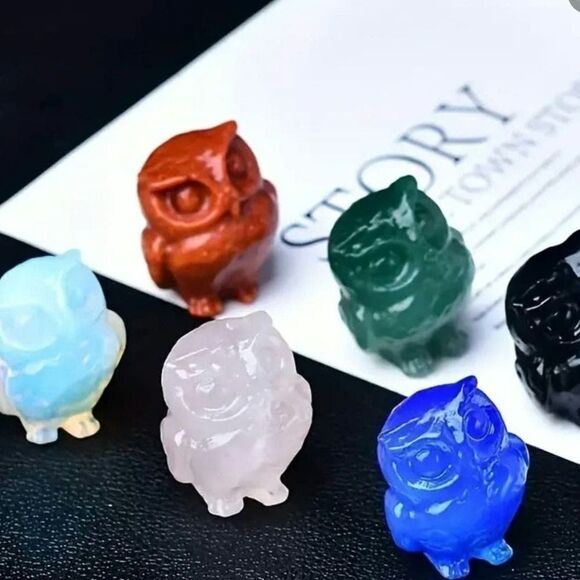 New! Natural Carved Owl in Blue Opal Balance Stone - Picture 2 of 3